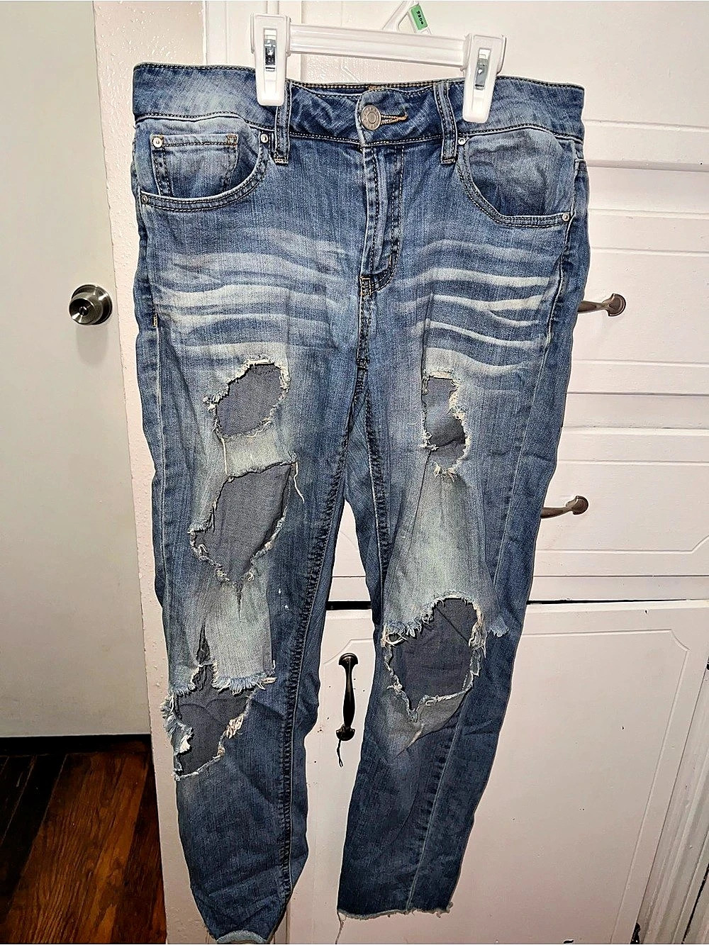 Distressed Blue Jeans